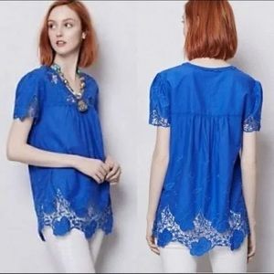 Anthropologie Vanessa Virginia Blue Lace Top